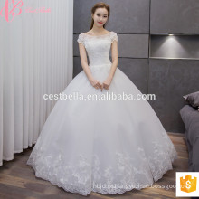 2017 Taobao New Lace Appliqued Vestidos de manga curta Vestido de noiva nupcial